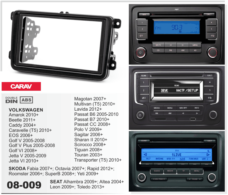 2-Din VW Golf 5/6 Jetta 5/6 + Many More Models Trim
