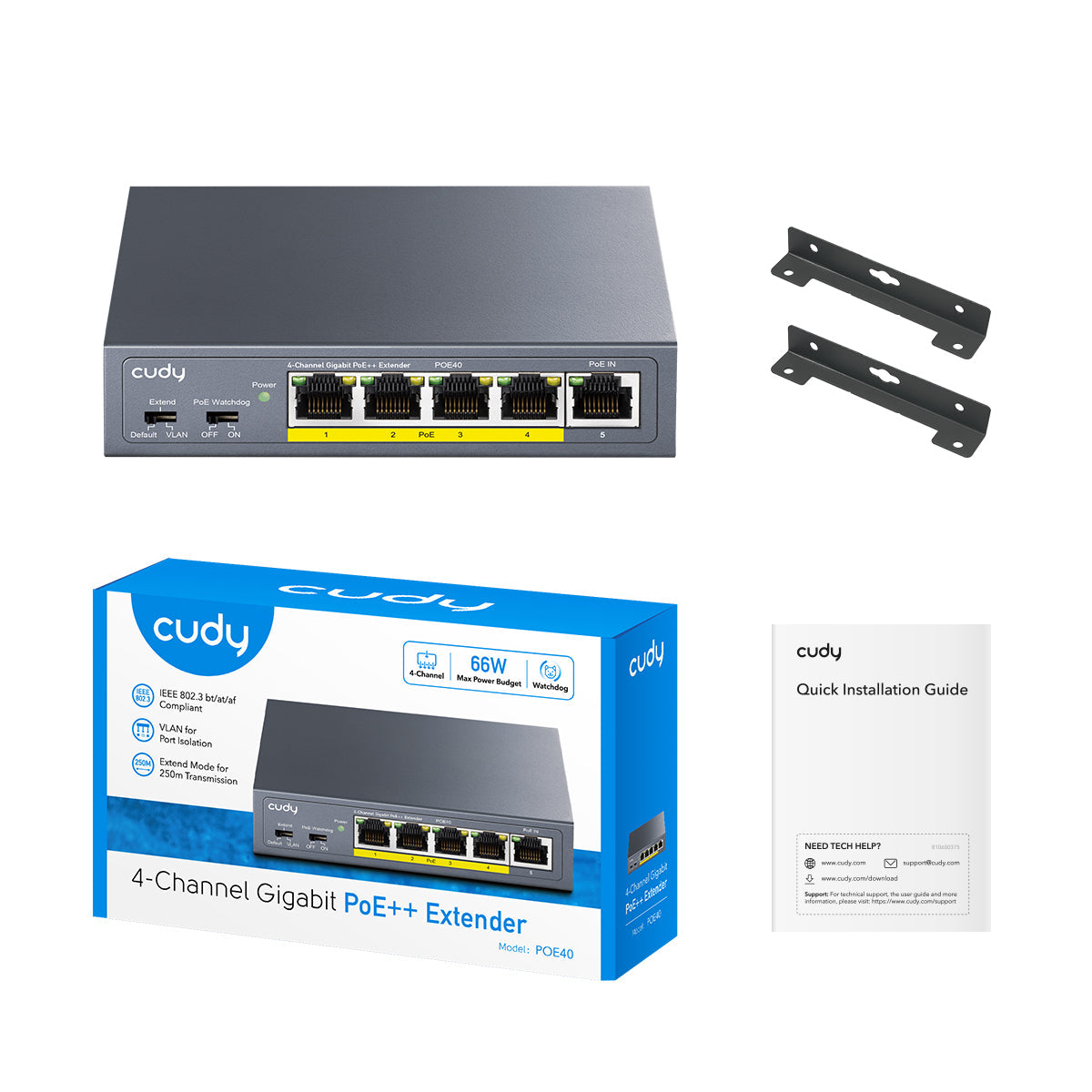 Cudy 4 Port Gigabit PoE 1x PoE Input 60W Switch - alternate product view 2