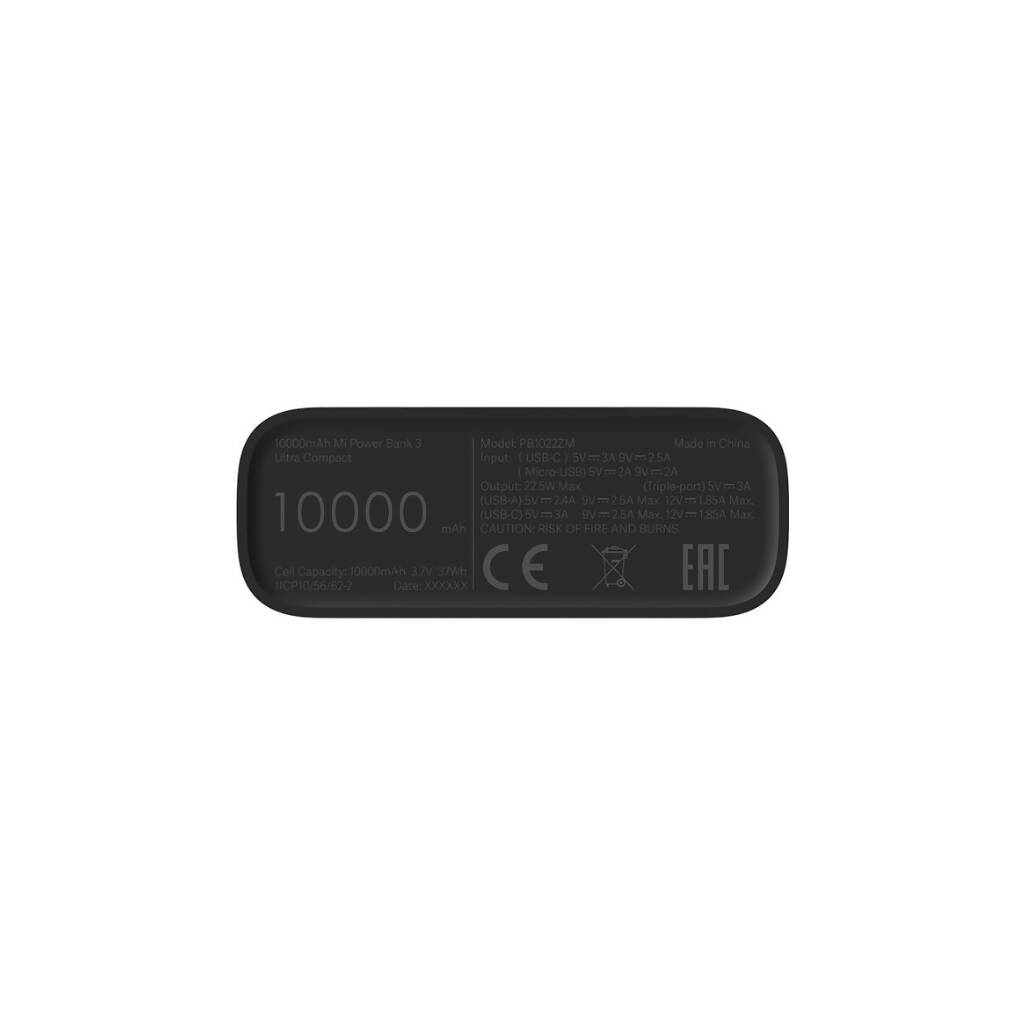 Xiaomi 10000mAh Mi Power Bank 3 Ultra Compact – Black